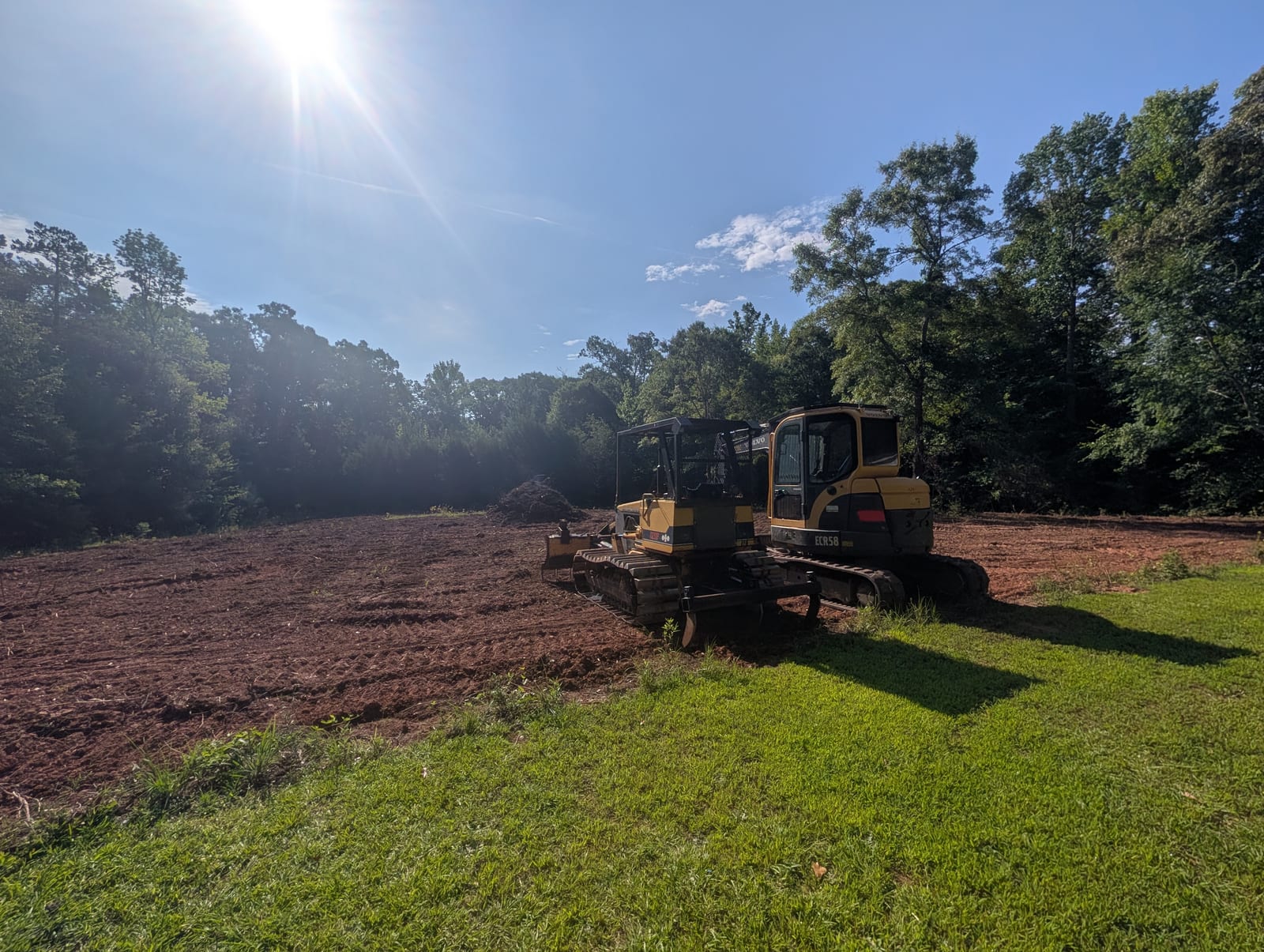 The finished cleared acre in Fountain Inn, SC, graded and ready for seeding