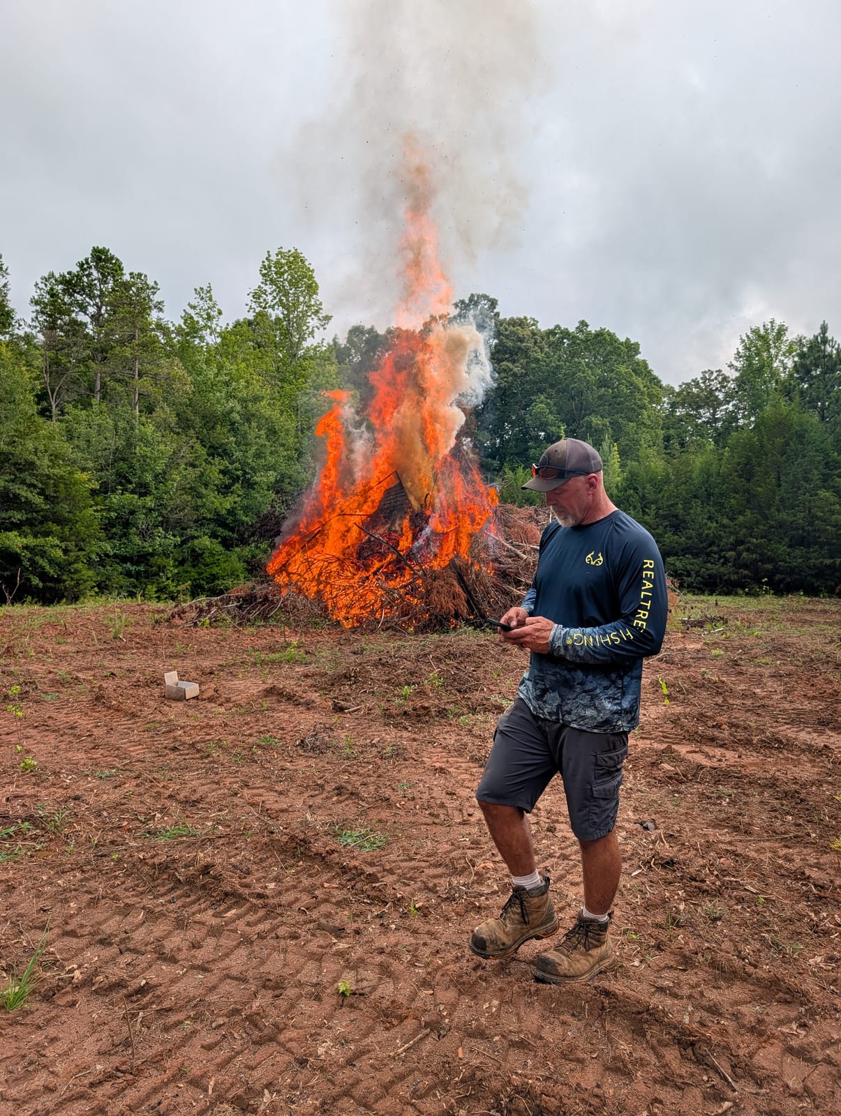 Permitted burn of cleared brush on site in Fountain Inn, SC